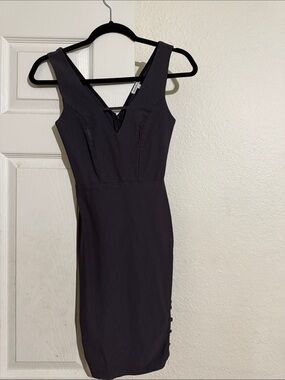 Charlotte Russe Black V-Neck Midi Sheath Dress